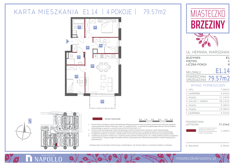 Mieszkanie, 79,57 m², 4 pokoje, 1 piętro, oferta nr E1.14