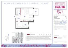 Mieszkanie, 49,36 m², 2 pokoje, 1 piętro, oferta nr E1.18