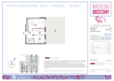 Mieszkanie, 60,68 m², 3 pokoje, parter, oferta nr E2.01