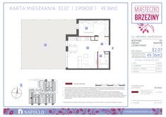 Mieszkanie, 49,36 m², 2 pokoje, parter, oferta nr E2.07