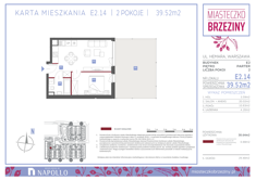 Mieszkanie, 39,52 m², 2 pokoje, parter, oferta nr E2.14