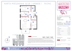 Mieszkanie, 79,57 m², 4 pokoje, 1 piętro, oferta nr E2.18