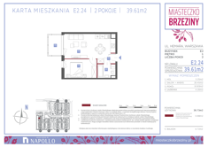 Mieszkanie, 39,61 m², 2 pokoje, 1 piętro, oferta nr E2.24