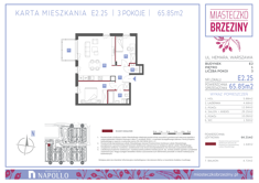 Mieszkanie, 65,85 m², 3 pokoje, 1 piętro, oferta nr E2.25