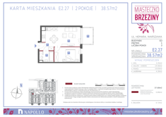 Mieszkanie, 38,57 m², 2 pokoje, 1 piętro, oferta nr E2.27