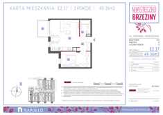 Mieszkanie, 49,36 m², 2 pokoje, 2 piętro, oferta nr E2.37