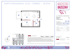 Mieszkanie, 40,57 m², 2 pokoje, 2 piętro, oferta nr E2.38