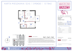 Mieszkanie, 57,76 m², 3 pokoje, 2 piętro, oferta nr E2.41