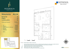 Mieszkanie, 67,32 m², 3 pokoje, 2 piętro, oferta nr A2.14