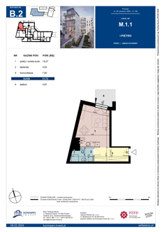 Mieszkanie, 31,72 m², 1 pokój, 1 piętro, oferta nr B2/M/1/1