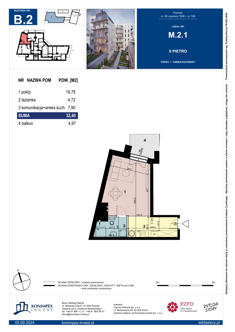 Mieszkanie, 32,40 m², 1 pokój, 2 piętro, oferta nr B2/M/2/1