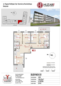 Mieszkanie, 104,32 m², 5 pokoi, 2 piętro, oferta nr B1/31