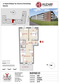 Mieszkanie, 66,86 m², 3 pokoje, 2 piętro, oferta nr B1/45