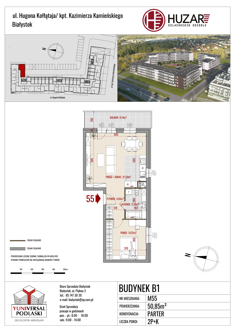 Mieszkanie, 50,85 m², 2 pokoje, parter, oferta nr B1/55