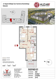 Mieszkanie, 64,59 m², 3 pokoje, 2 piętro, oferta nr B1/67