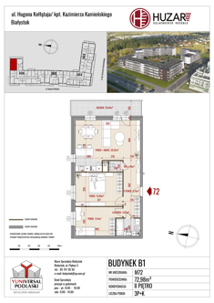 Mieszkanie, 72,98 m², 3 pokoje, 2 piętro, oferta nr B1/72