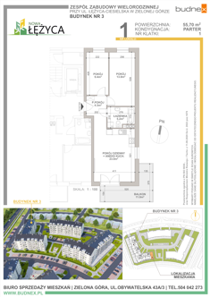 Mieszkanie, 55,70 m², 3 pokoje, parter, oferta nr 1/M1