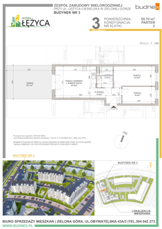 Mieszkanie, 55,70 m², 3 pokoje, parter, oferta nr 3/M3