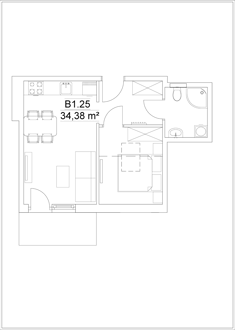 Mieszkanie, 28,04 m², 2 pokoje, 2 piętro, oferta nr B1/M.25