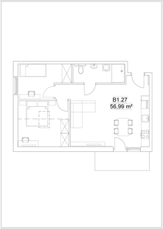 Mieszkanie, 47,57 m², 2 pokoje, 2 piętro, oferta nr B1/M.27