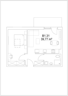 Mieszkanie, 32,28 m², 2 pokoje, 2 piętro, oferta nr B1/M.31