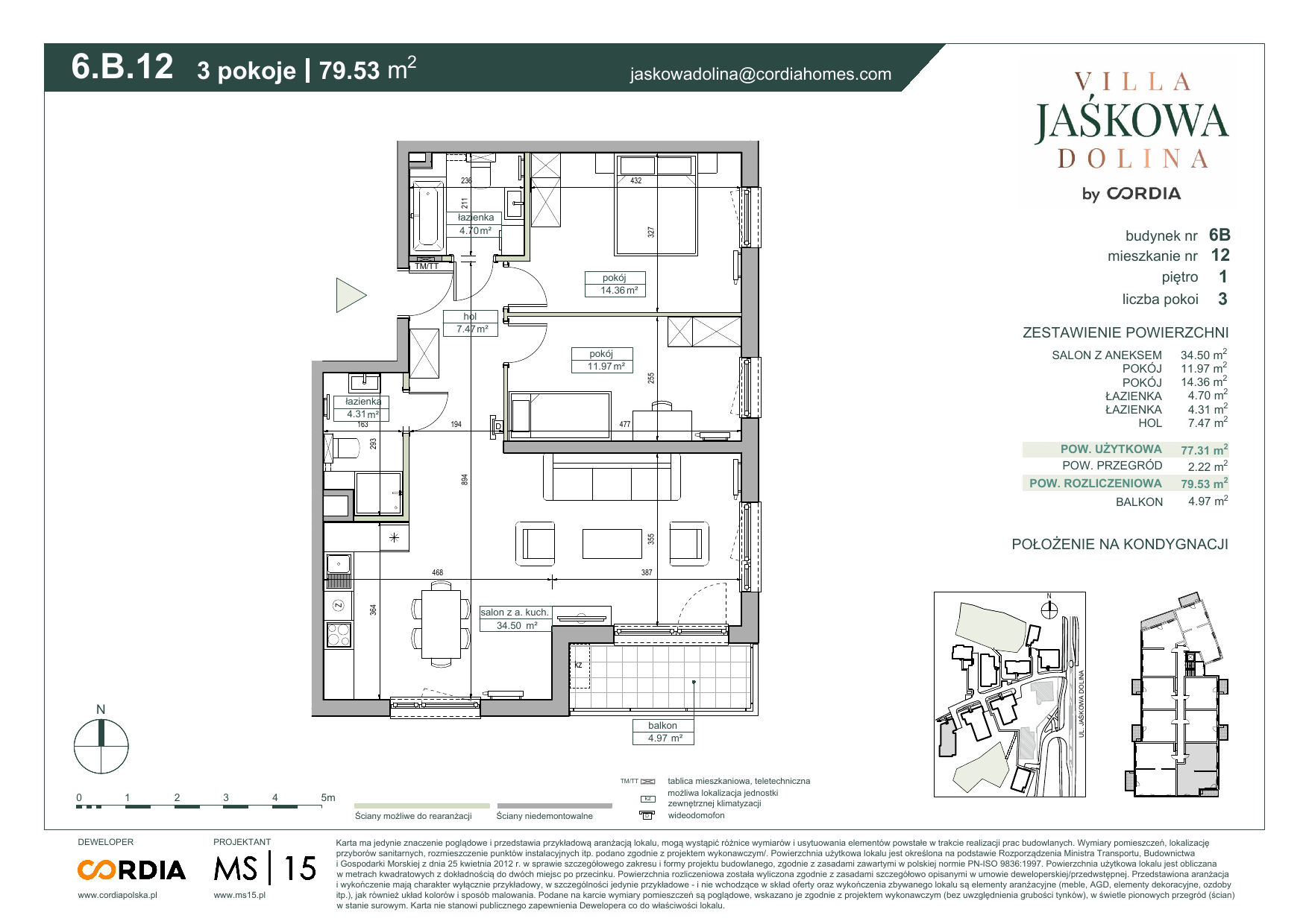 Mieszkanie 79,53 m², piętro 1, oferta nr 6.B.12, Villa Jaśkowa Dolina, Gdańsk, Wrzeszcz, ul. Jaśkowa Dolina-idx