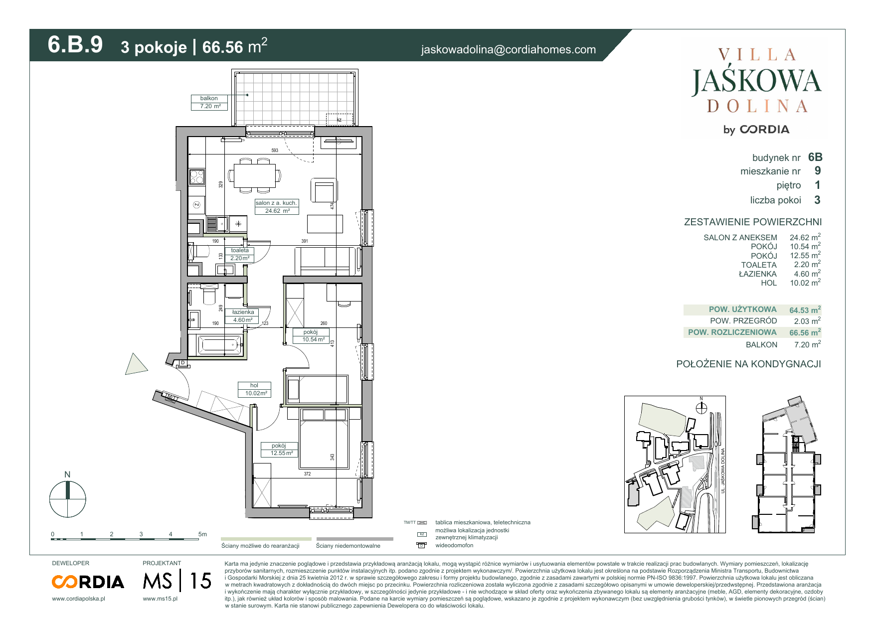 Mieszkanie 66,56 m², piętro 1, oferta nr 6.B.9, Villa Jaśkowa Dolina, Gdańsk, Wrzeszcz, ul. Jaśkowa Dolina-idx