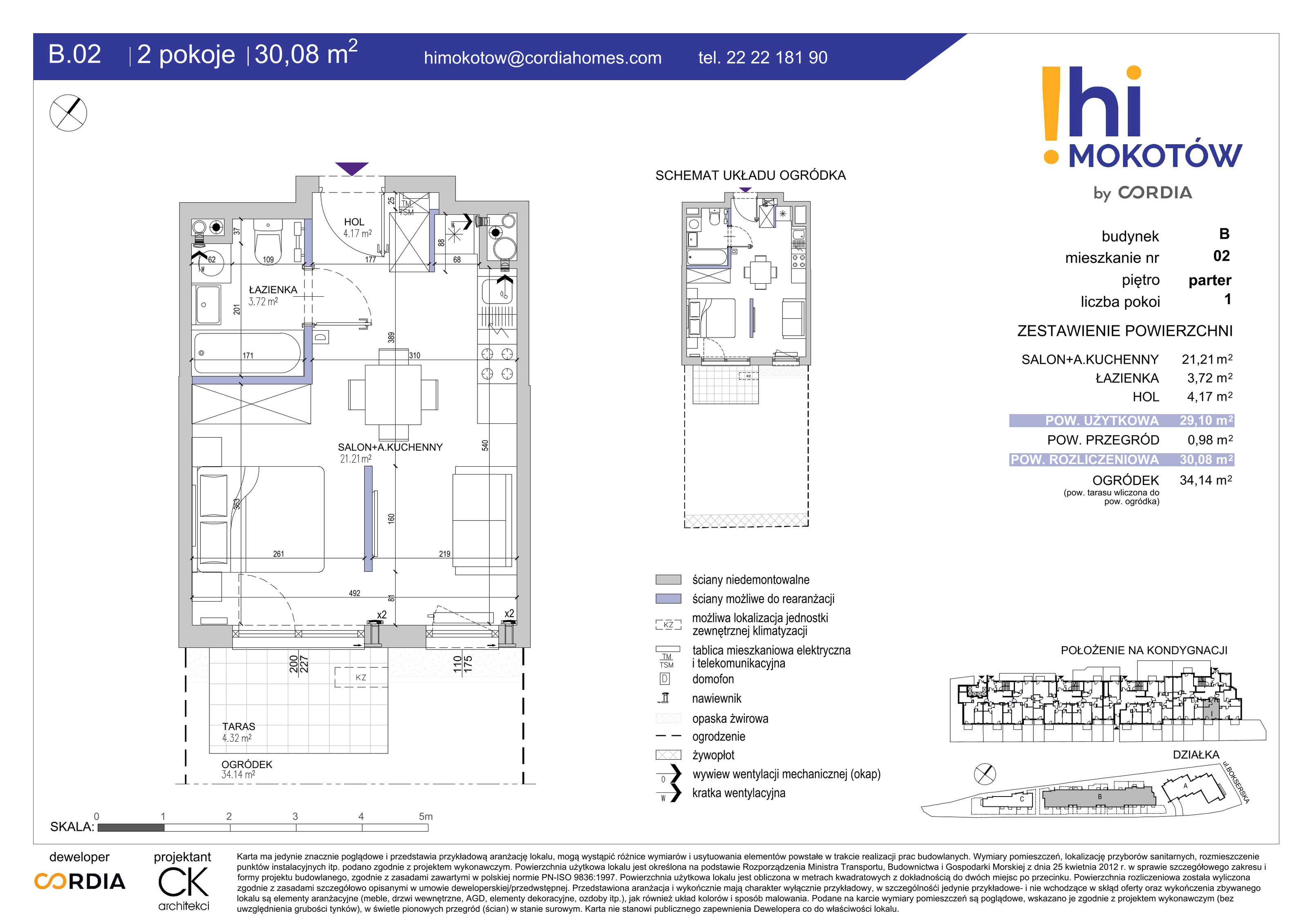 Mieszkanie 30,08 m², parter, oferta nr B.02, Hi Mokotów, Warszawa, Ursynów, Wyczółki, ul. Bokserska 63-idx