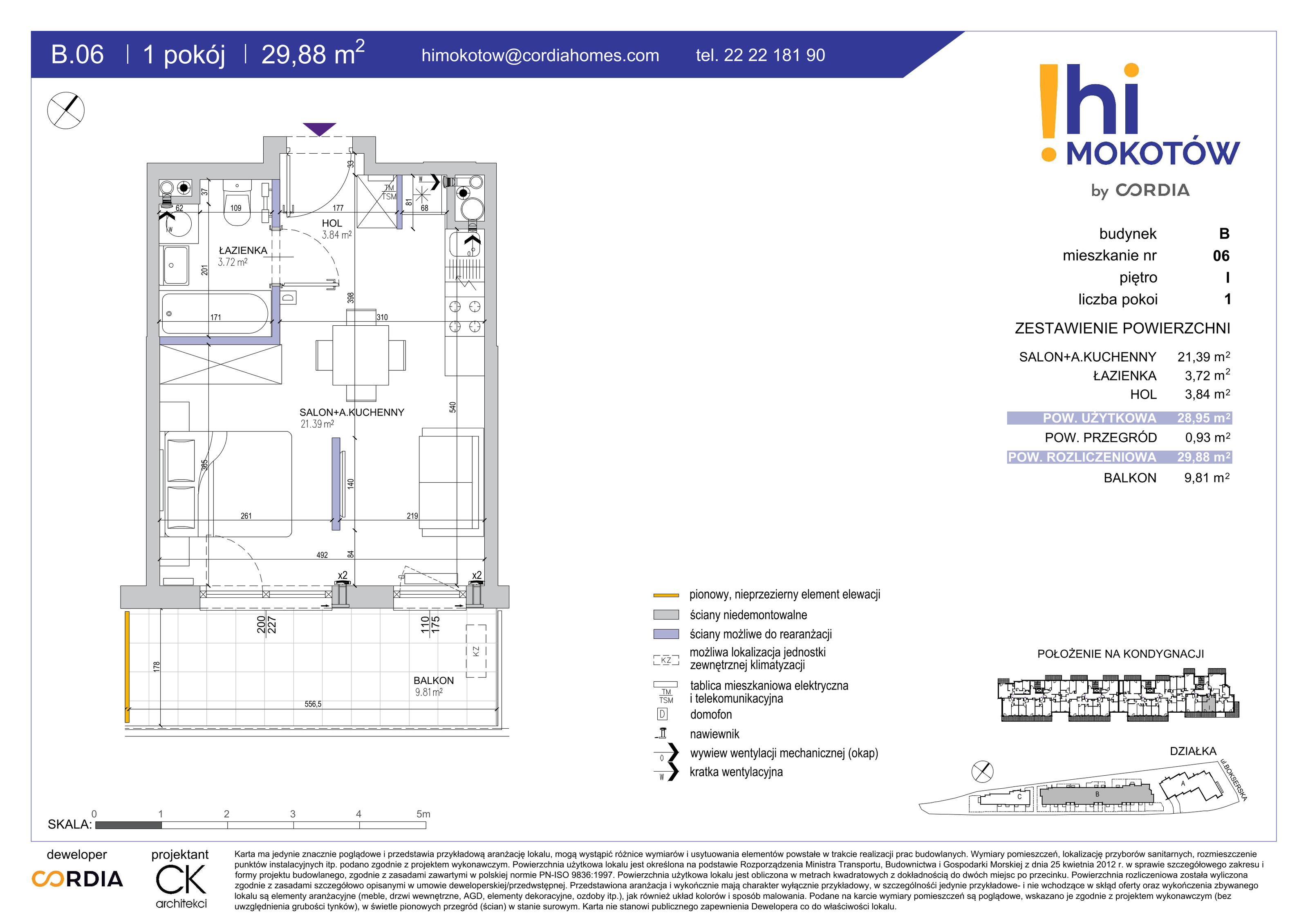 Mieszkanie 29,88 m², piętro 1, oferta nr B.06, Hi Mokotów, Warszawa, Ursynów, Wyczółki, ul. Bokserska 63-idx