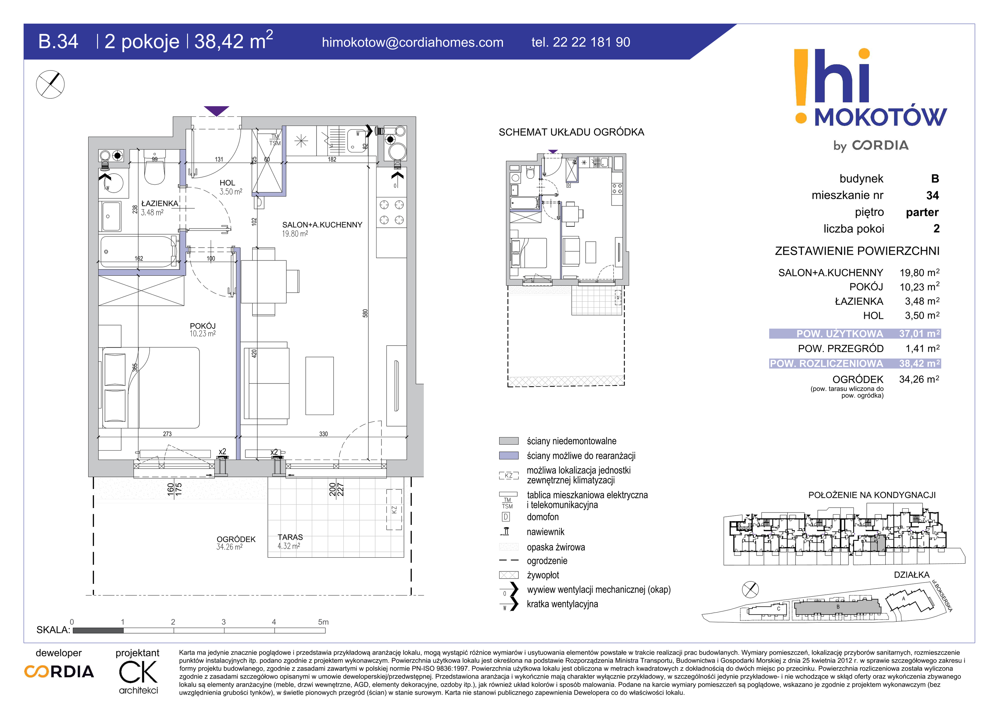 Mieszkanie 38,42 m², parter, oferta nr B.34, Hi Mokotów, Warszawa, Ursynów, Wyczółki, ul. Bokserska 63-idx