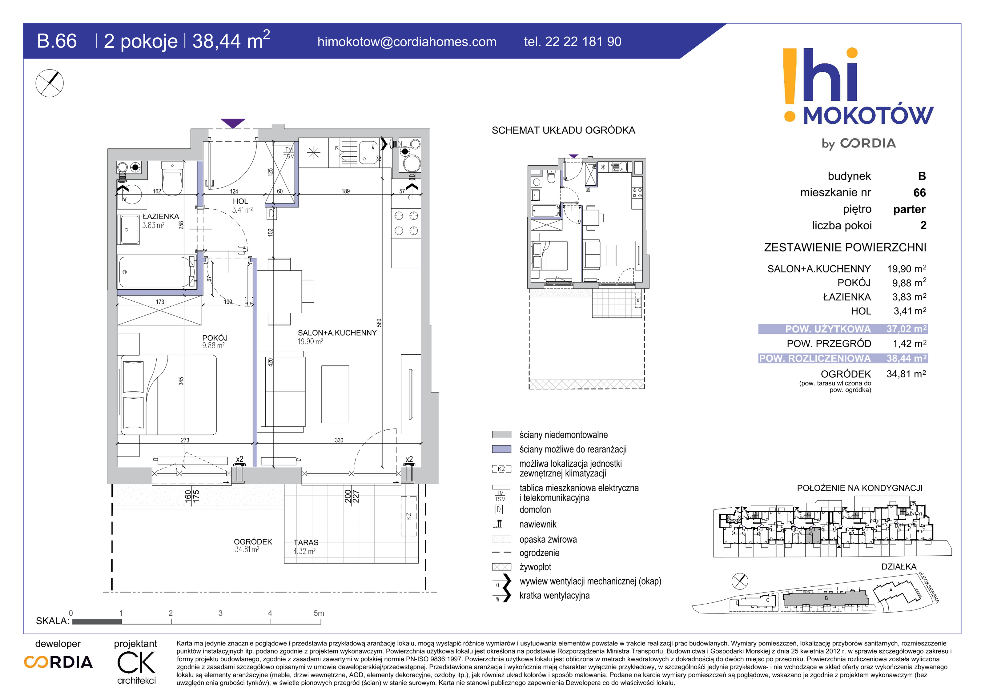 Mieszkanie 38,44 m², parter, oferta nr B.66, Hi Mokotów, Warszawa, Ursynów, Wyczółki, ul. Bokserska 63-idx