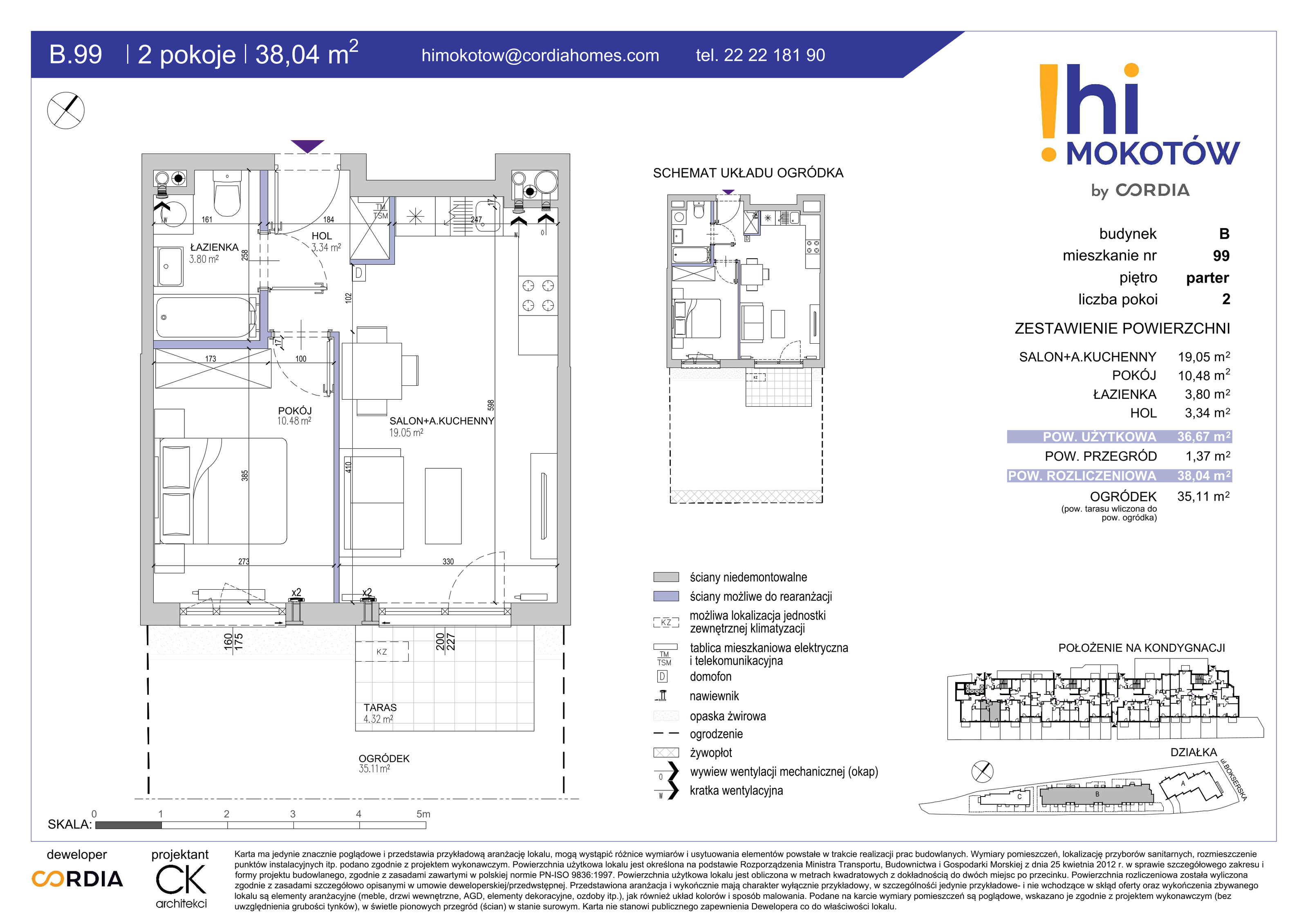 Mieszkanie 38,04 m², parter, oferta nr B.99, Hi Mokotów, Warszawa, Ursynów, Wyczółki, ul. Bokserska 63-idx