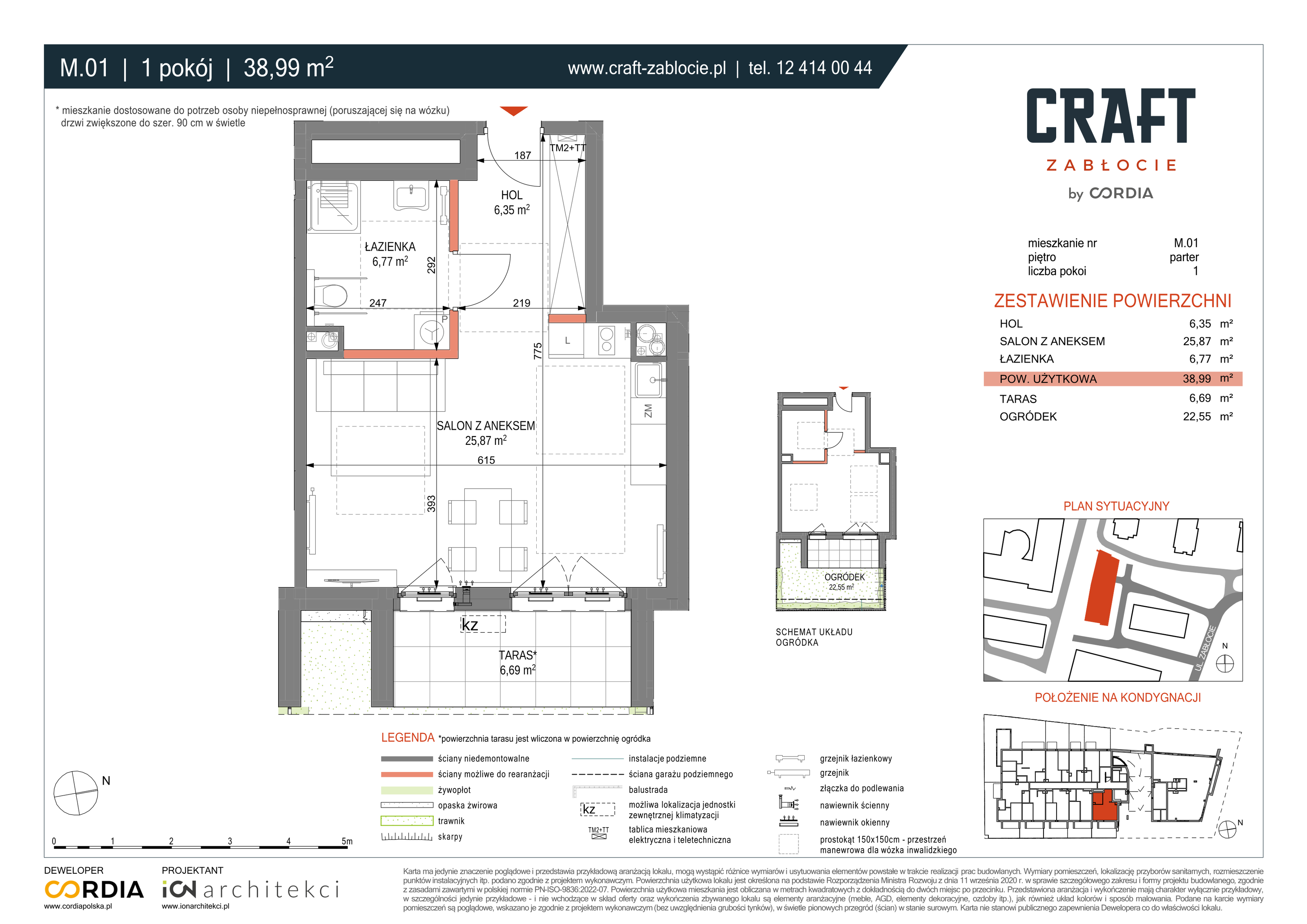 Mieszkanie 38,99 m², parter, oferta nr M.01, Craft Zabłocie, Kraków, Podgórze, Zabłocie, ul. Zabłocie 20-idx