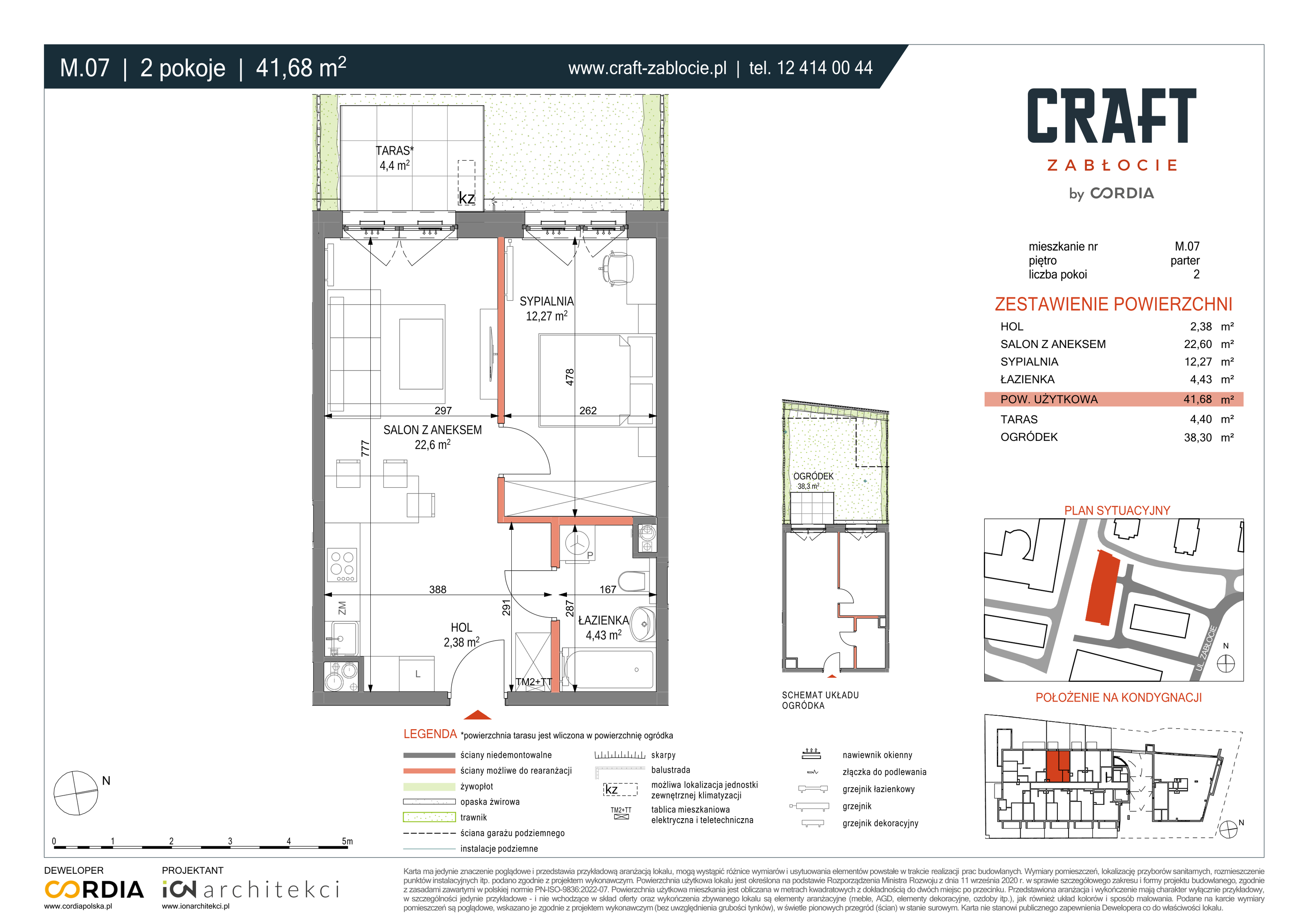 Mieszkanie 41,68 m², parter, oferta nr M.07, Craft Zabłocie, Kraków, Podgórze, Zabłocie, ul. Zabłocie 20-idx