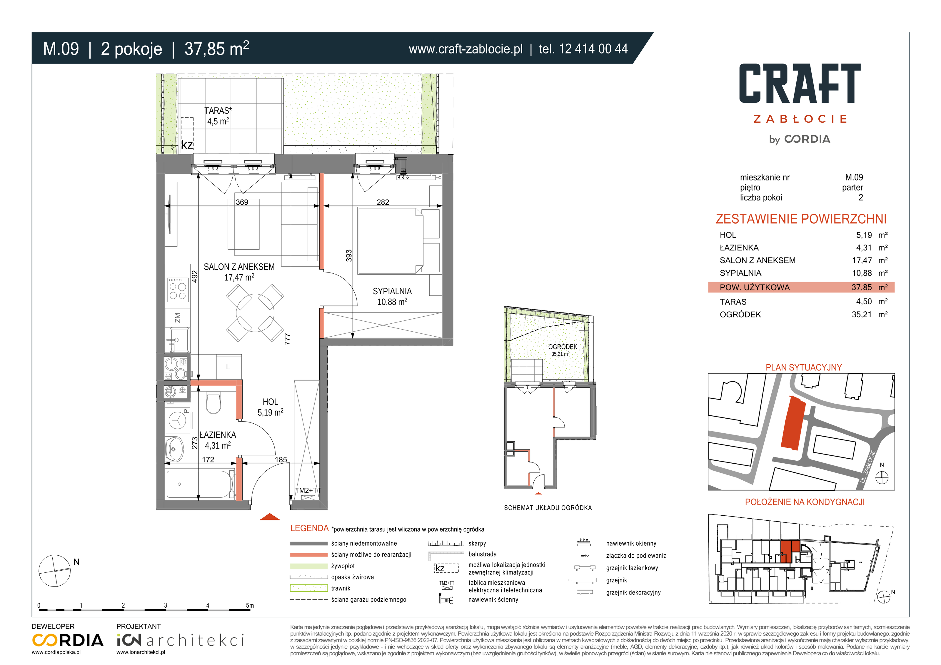 Mieszkanie 37,85 m², parter, oferta nr M.09, Craft Zabłocie, Kraków, Podgórze, Zabłocie, ul. Zabłocie 20-idx