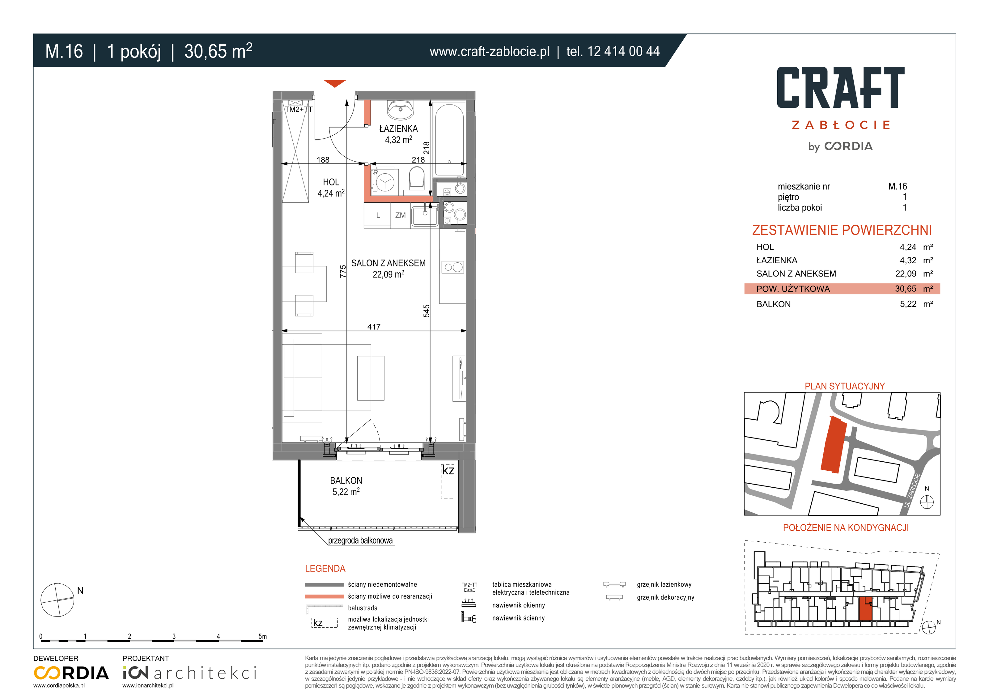 Mieszkanie 30,65 m², piętro 1, oferta nr M.16, Craft Zabłocie, Kraków, Podgórze, Zabłocie, ul. Zabłocie 20-idx