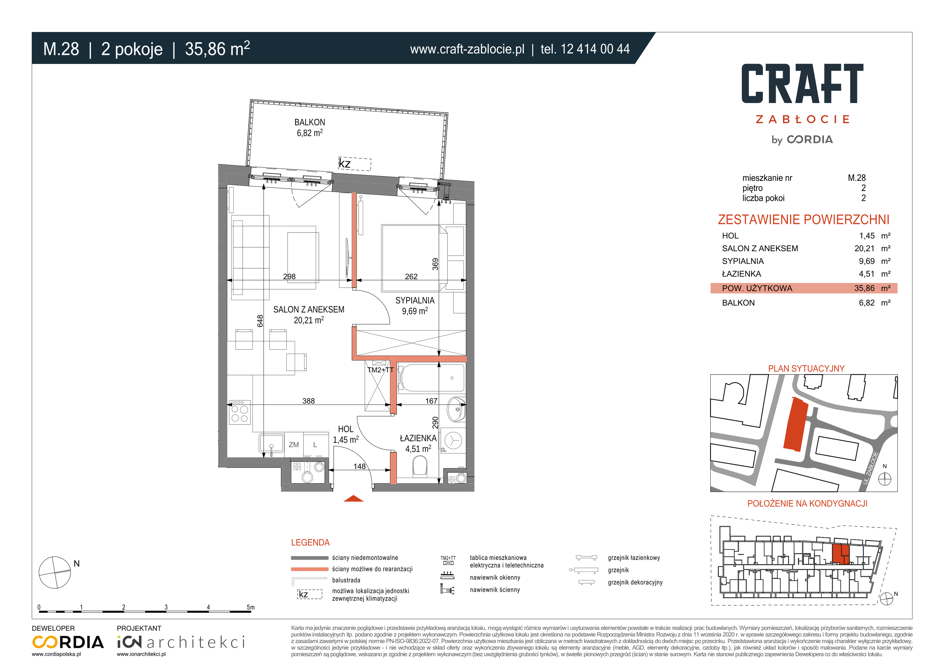 Mieszkanie 35,86 m², piętro 2, oferta nr M.28, Craft Zabłocie, Kraków, Podgórze, Zabłocie, ul. Zabłocie 20-idx