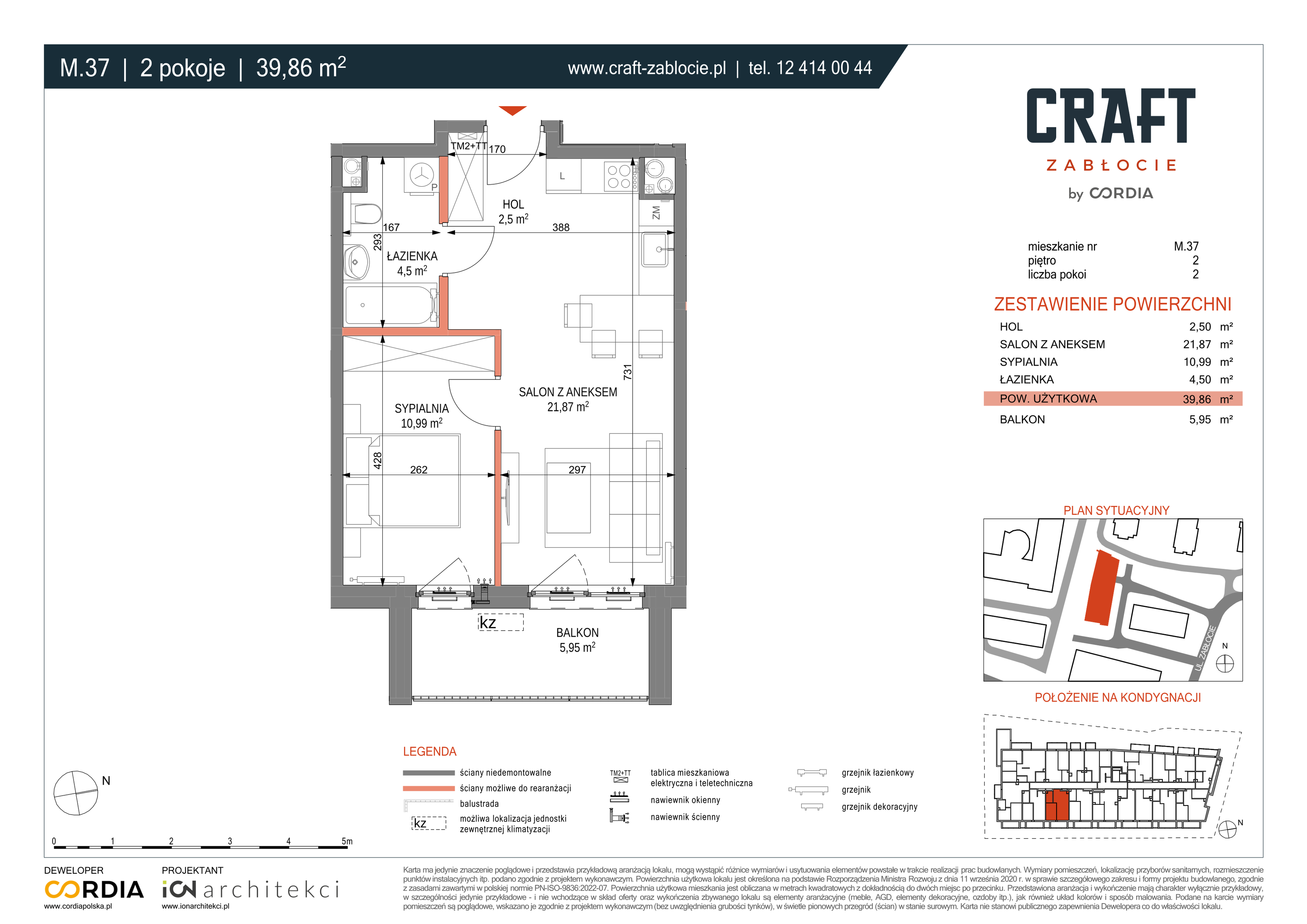 Mieszkanie 39,86 m², piętro 2, oferta nr M.37, Craft Zabłocie, Kraków, Podgórze, Zabłocie, ul. Zabłocie 20-idx