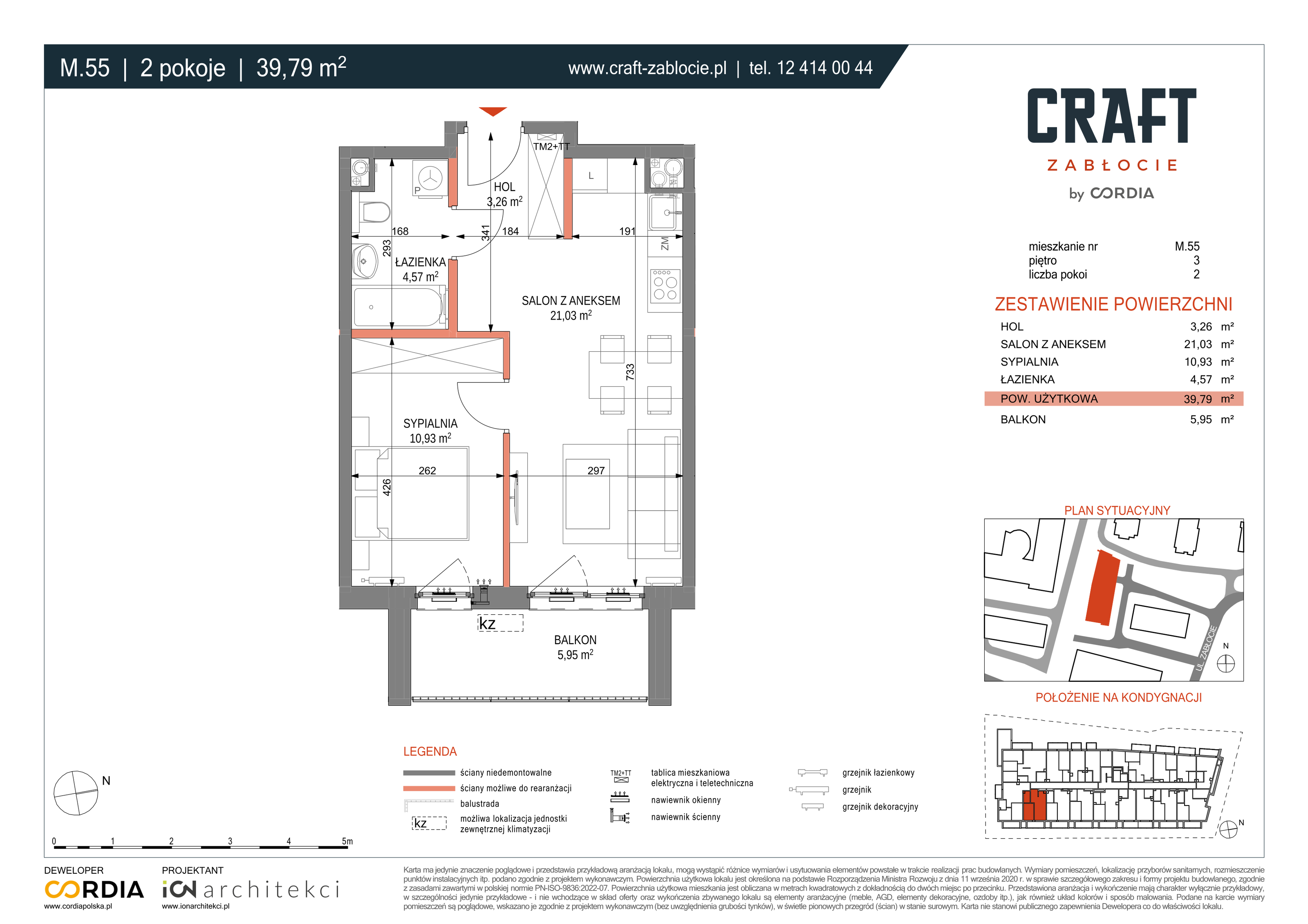 Mieszkanie 39,79 m², piętro 3, oferta nr M.55, Craft Zabłocie, Kraków, Podgórze, Zabłocie, ul. Zabłocie 20-idx