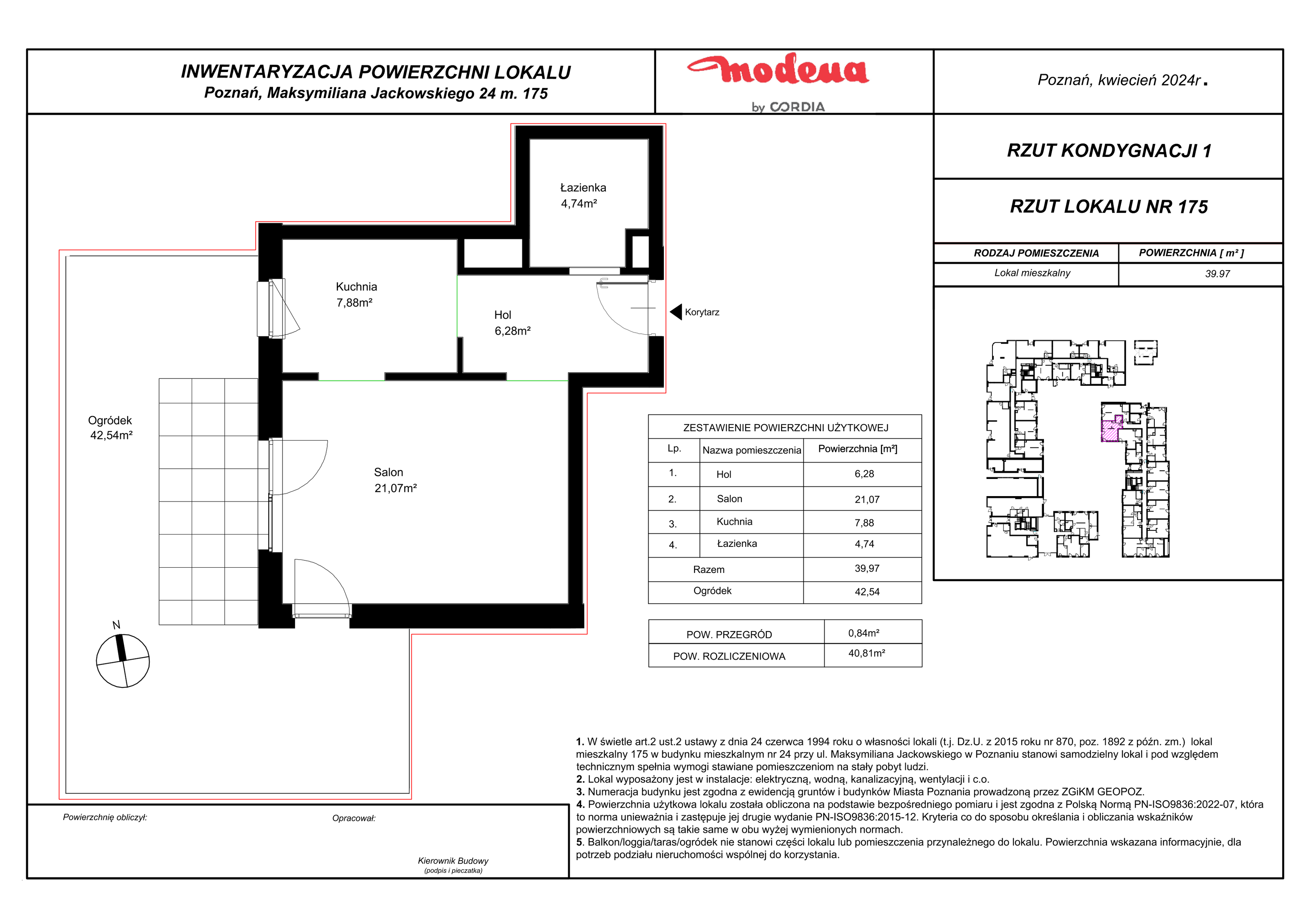 Apartament 40,81 m², parter, oferta nr 175, Modena, Poznań, Jeżyce, Jeżyce, ul. Jackowskiego 24-idx