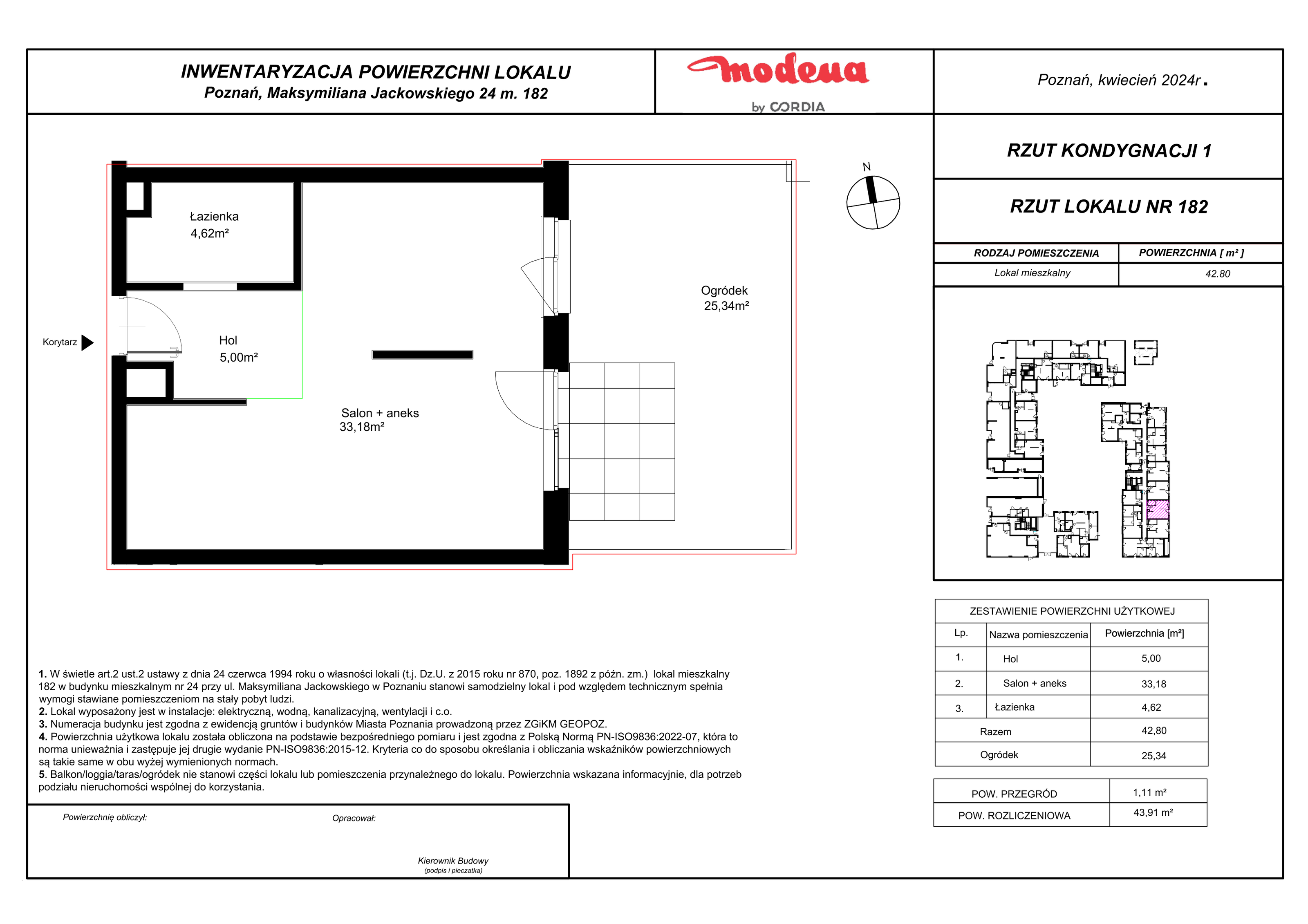 Mieszkanie 43,91 m², parter, oferta nr 182, Modena, Poznań, Jeżyce, Jeżyce, ul. Jackowskiego 24-idx