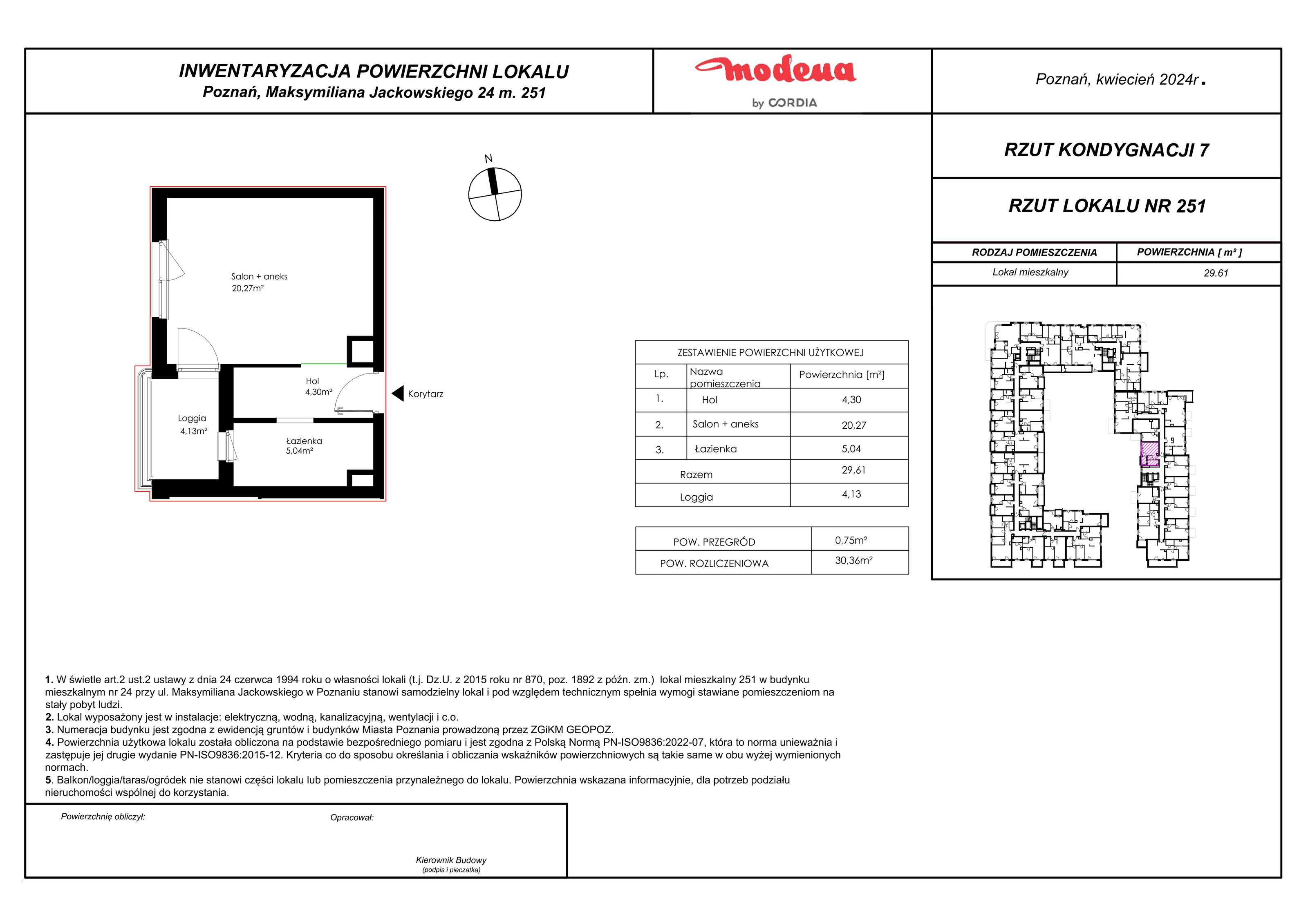 Mieszkanie 30,36 m², piętro 6, oferta nr 251, Modena, Poznań, Jeżyce, Jeżyce, ul. Jackowskiego 24-idx