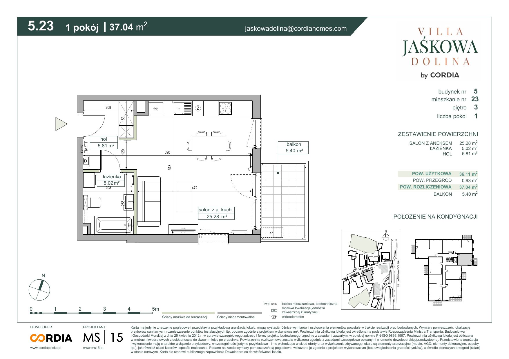 Mieszkanie 37,04 m², piętro 3, oferta nr 5.A.23, Villa Jaśkowa Dolina, Gdańsk, Wrzeszcz, ul. Jaśkowa Dolina-idx