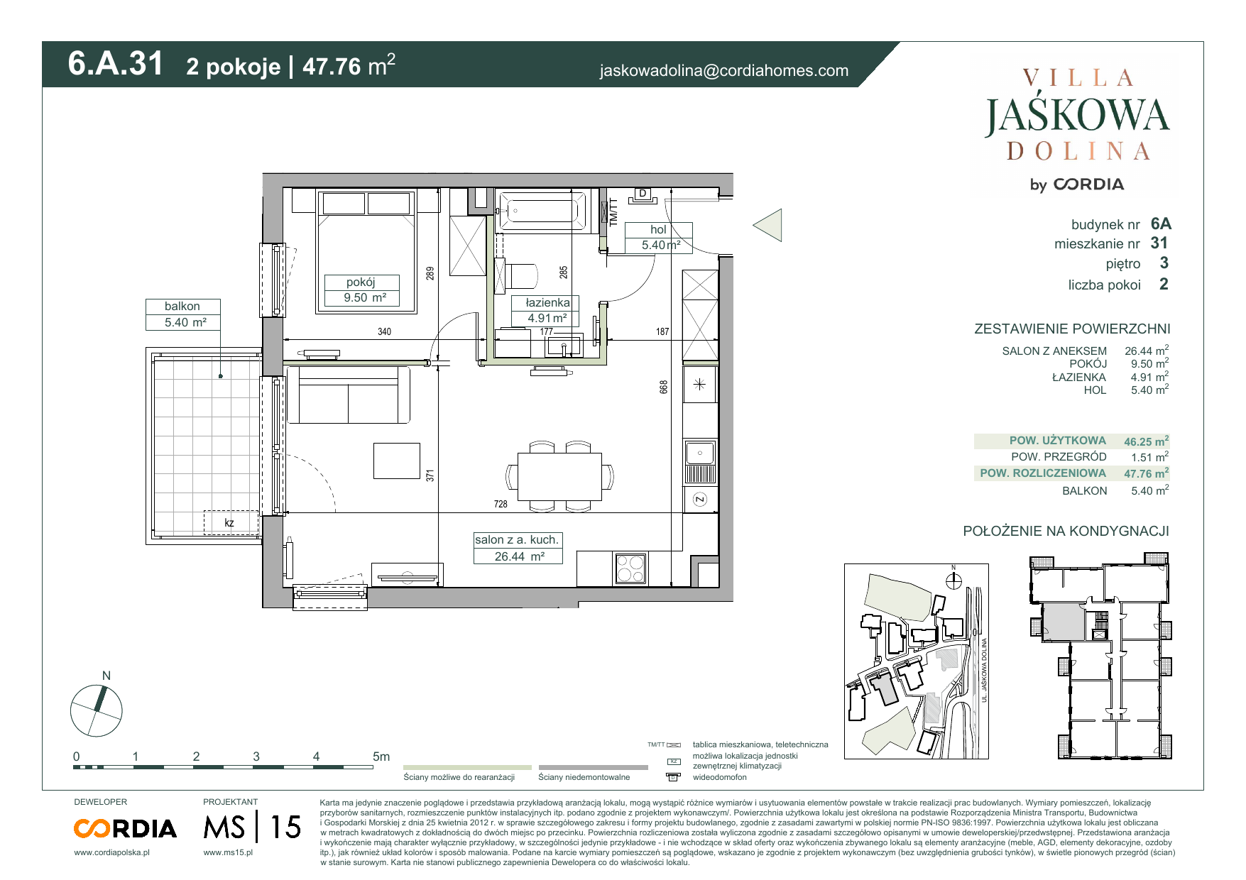 Mieszkanie 47,76 m², piętro 3, oferta nr 6.A.31, Villa Jaśkowa Dolina, Gdańsk, Wrzeszcz, ul. Jaśkowa Dolina-idx