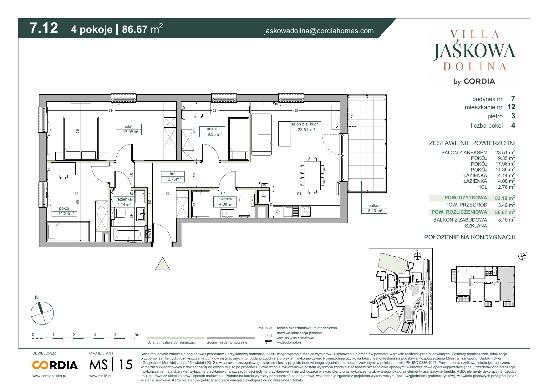 Apartament 86,67 m², piętro 3, oferta nr 7.A.12, Villa Jaśkowa Dolina, Gdańsk, Wrzeszcz, ul. Jaśkowa Dolina-idx