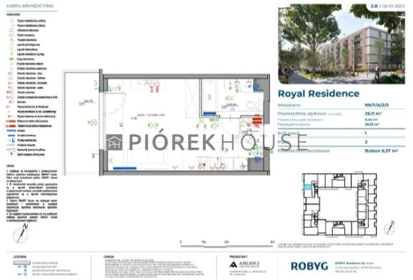 Mieszkanie 26,11 m², piętro 2, oferta nr , 64442/6624/OMS, Warszawa, Wilanów, Wilanów, Sarmacka-idx