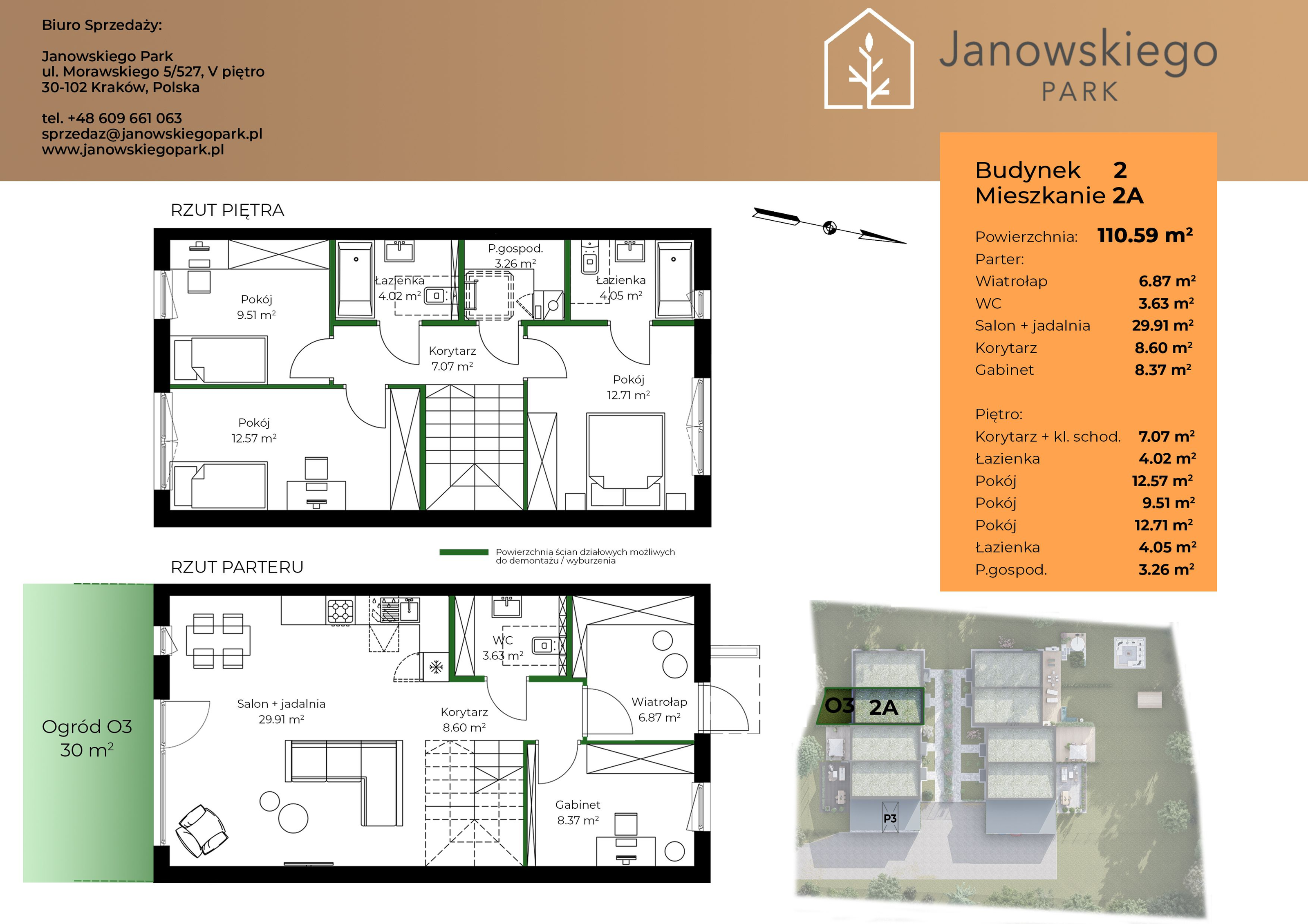 Mieszkanie 110,59 m², parter, oferta nr B2-2A, Janowskiego Park, Kraków, Swoszowice, Kliny Borkowskie, ul. Jana Janowskiego-idx