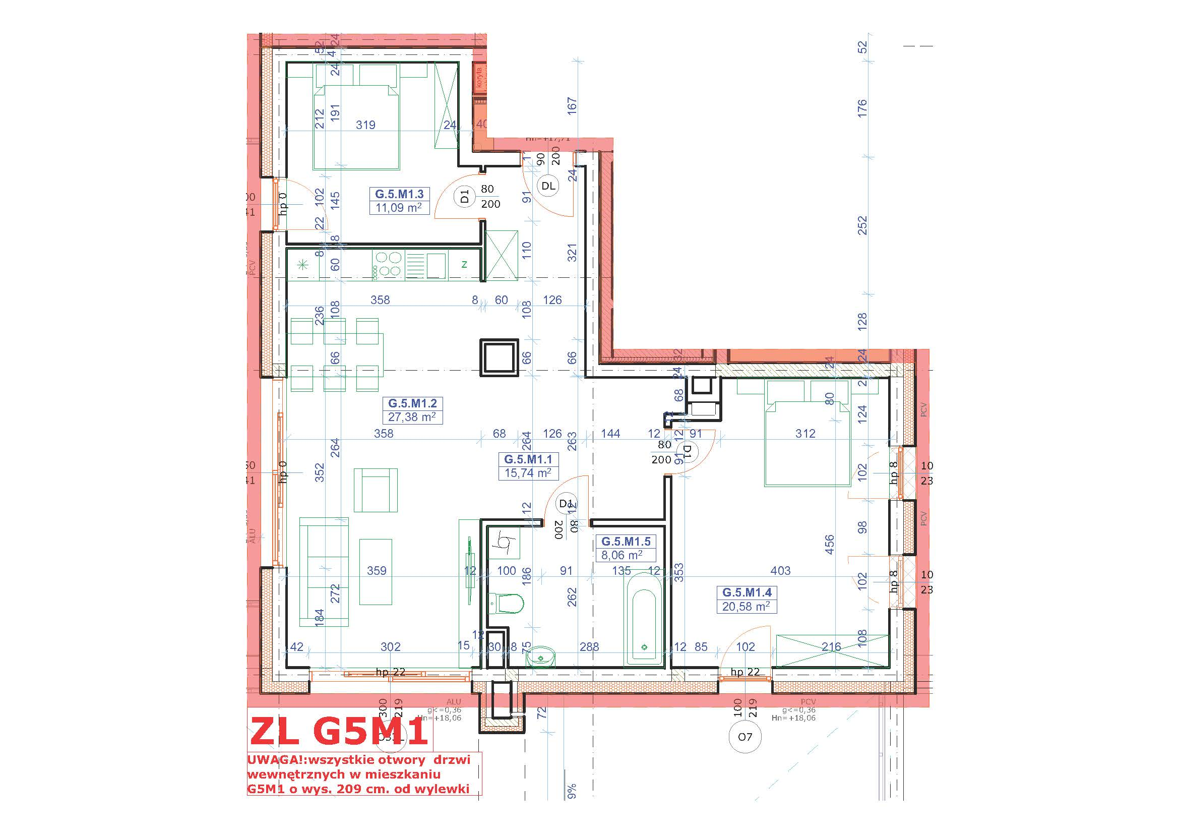 Mieszkanie 83,62 m², piętro 5, oferta nr 155, Srebrzyńska Park II, Łódź, Polesie, Złotno, ul. Srebrzyńska 42b-idx