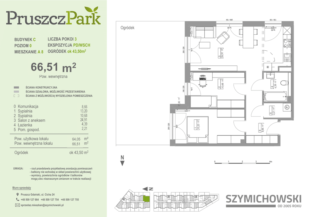 Mieszkanie 66,51 m², parter, oferta nr 0-A-8, Pruszcz Park, Pruszcz Gdański, ul. Arctowskiego -idx