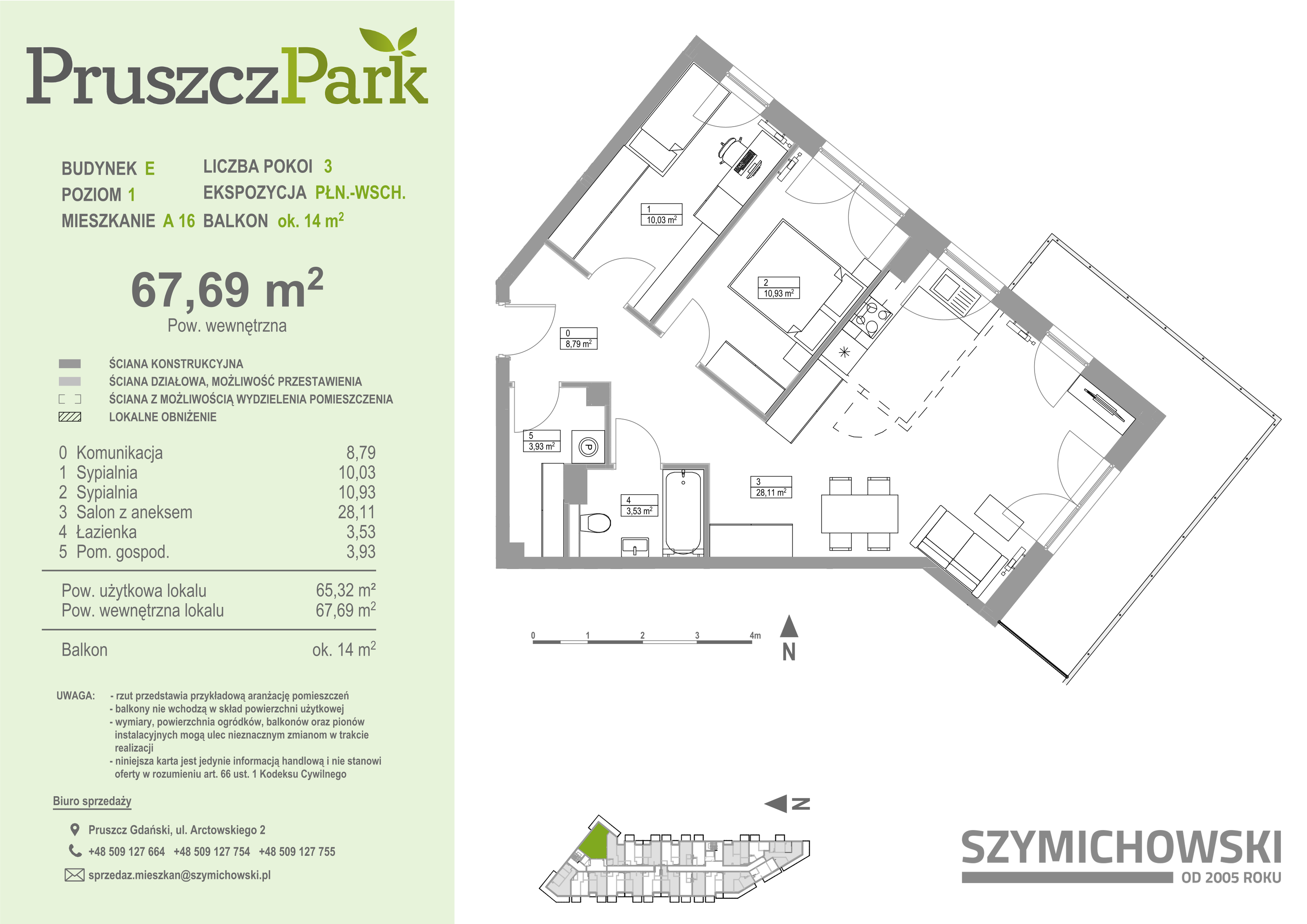 Mieszkanie 67,69 m², piętro 1, oferta nr E-A-16, Pruszcz Park, Pruszcz Gdański, ul. Arctowskiego -idx